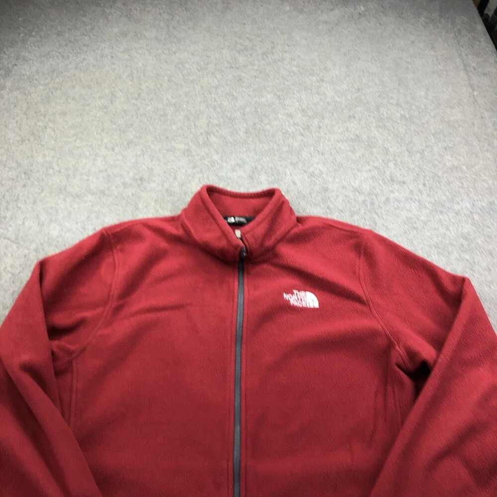 The North Face Jacket Mens Large Red Fleece Full Zip Pockets Outdoor Hiking